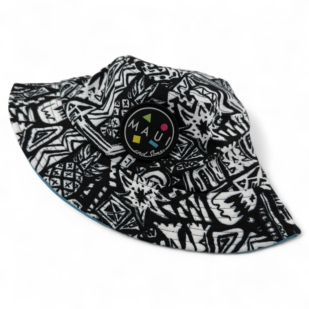 Maui and‎ Sons Block Party Black/White Boonie Bucket Hat Unisex Adult One Size